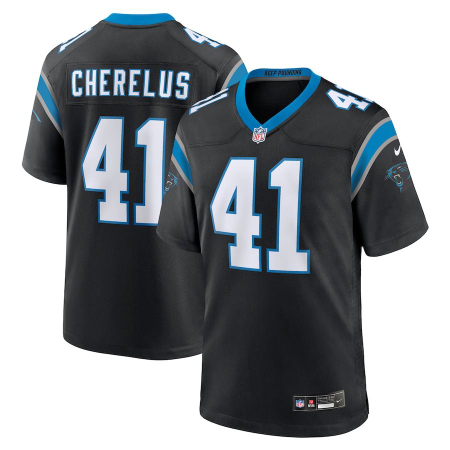 Men Carolina Panthers #41 Claudin Cherelus Nike Black Team Game NFL Jersey